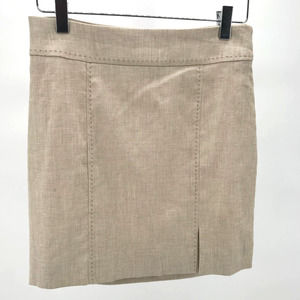 Bebe Mini Pencil Skirt Sz 0 Linen Blend NWT Tan Women Pocket Detail Straight